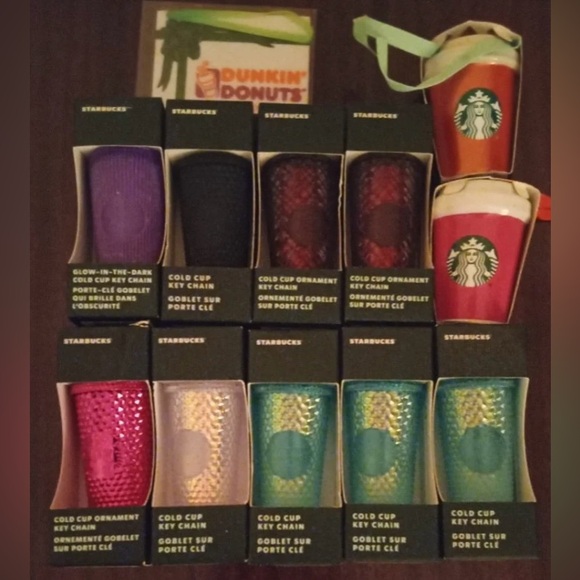 Starbucks & Dunkin Keychain / Ornament Set